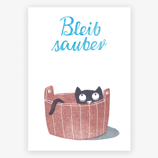 Postkarte Bleib Sauber Katze