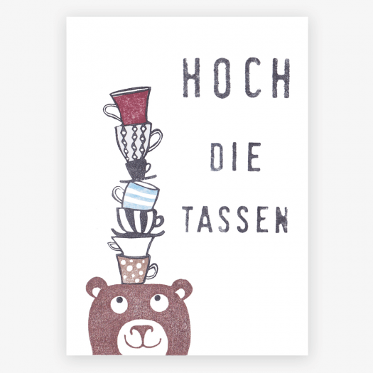 Postkarte Hoch die Tassen