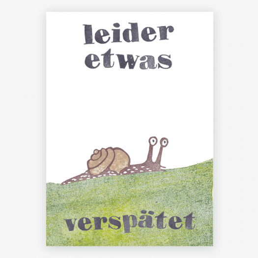 Postkarte Leider verspätet